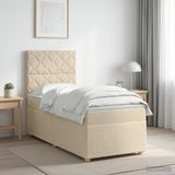 vidaXL Boxspringbed met matras Crèmekleurig 90 x 190 cm Stof