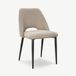 Caio Chaise rembourrée, tissu beige confortable, pieds métal noir - chaise de salle à manger