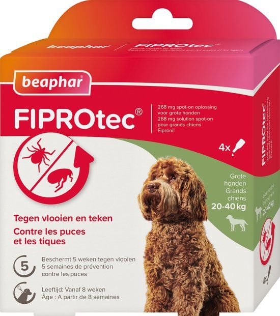 Beaphar Fiprotec Anti Teken- en Vlooiendruppels Hond 20 - 40 kg 4 stuks