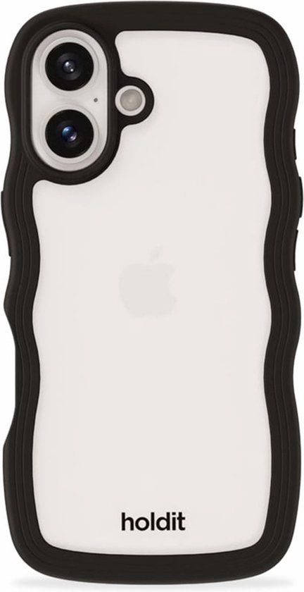 Holdit Wavy Case geschikt voor Apple iPhone 16 - Black / Transparent