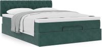 Prolenta Maison Exclusive - Cadre De Lit Ottoman Avec Matelas Vert Foncé 140x200 Cm Velours