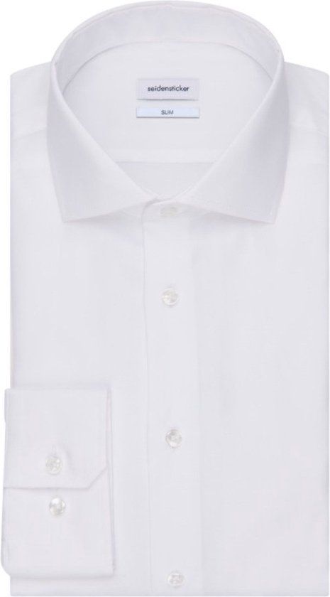 Seidensticker Slim Fit Overhemd - Wit - Fijn Oxford - Maat 38