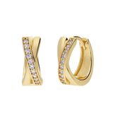 Lucardi Dames Zilveren goldplated oorringen met zirkonia voor dames