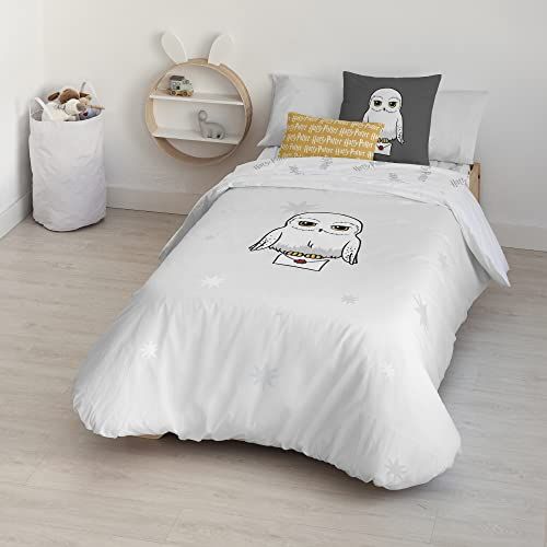 BL BELUM Belum Dekbedovertrek Harry Potter, dekbedovertrek met knopen, 100% katoen, model Hedwig Stars voor bed van 105 cm (180 x 220 cm)