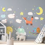 Muursticker Dieren in Maanlicht H60 x 90 cm