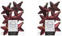 Decoris kersthanger sterren - 12x st - donkerrood - 7 cm - kunststof - kerstornamenten - kerstversiering