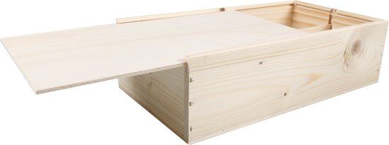 KlikA Wijnkist | 2 flessen | schuifdeksel | 340x176x85mm | hout | naturel | 5 stuks