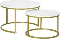 MODFU Salontafel Set van 2 Rond Marmerlook Wit