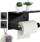 Unyqoos Porte-rouleau de papier toilette sans perçage, porte-papier toilette adhésif en acier inoxydable brossé, noir