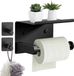 Unyqoos Porte-rouleau de papier toilette sans perçage, porte-papier toilette adhésif en acier inoxydable brossé, noir