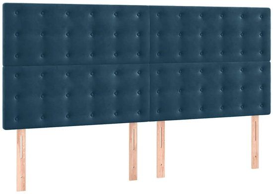 vidaXL Hoofdbord donkerblauw fluweel 180x5x118/128 cm