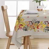 PENSIERI DELICATI, Tafelkleed 145 x 190 cm, 100% katoen, Panama, voor 6 personen, digitale print, herfstpatroon, rechthoekig, gemaakt in Italië