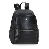 Pepe Jeans Biker rugzak, casual, zwart, 25 x 35 x 13 cm, polyester, met details van kunstleer, 11,38 l, Zwart, Eén maat, Casual rugzak