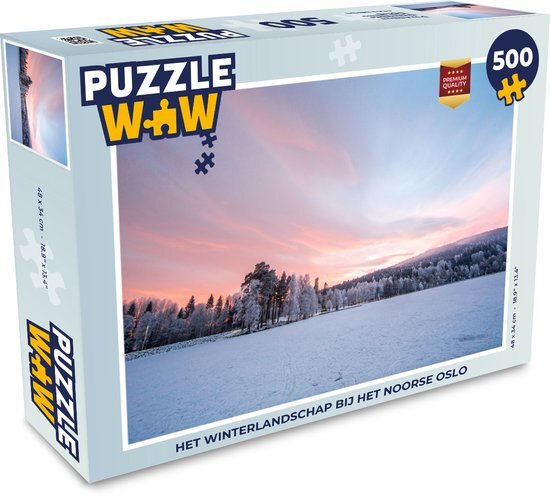 MuchoWow Puzzel Het winterlandschap bij het Noorse Oslo - Legpuzzel - Puzzel 500 stukjes - Sinterklaas cadeautjes - Sinterklaas voor grote kinderen