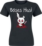 Tierisch Beestachtig Böses Hasi Dames T-shirt - zwart - XS