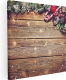 Artaza Canvas Schilderij Kerst Sfeer Achtergrond Met Dennenbomen 80x80 cm - Canvas Print