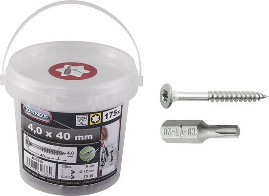 Connex Universele Schroeven RVS – 4.0x40mm – 175 stuks