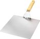 com-four pizzaschep van roestvrij staal - pizza- en cakeschep met houten handvat - pizzaschuiver voor pizza, tarte flambée, broodjes en brood (zilver / bruin - hoekig)