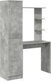 vidaXL Bureau met plank met opslag met de deur 2 st Beton Grijs