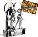 BRUBAKER Wijnfleshouder "LOVE" Geliefdenpaar in een Groot Metalen Hart - 29 cm Wijngeschenk voor Paren op Bruiloften of Verjaardagen - Wijnfleshouder met Wenskaart