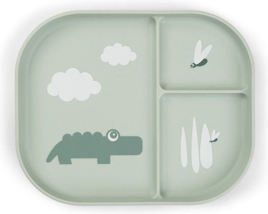 Done by Deer Foodie Compartment Plate Croco Green - Green - 1 Piece