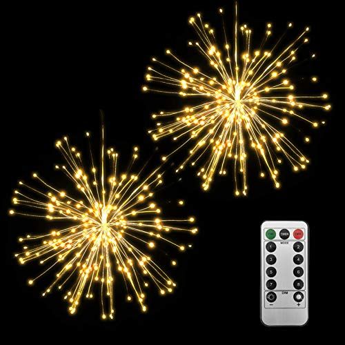 Lixada Vuurwerk-lichtketting met 150 leds, met afstandsbediening, decoratieve verlichting voor binnen en buiten, voor Kerstmis, feesten, bruiloft, tuinverlichting (2 stuks)
