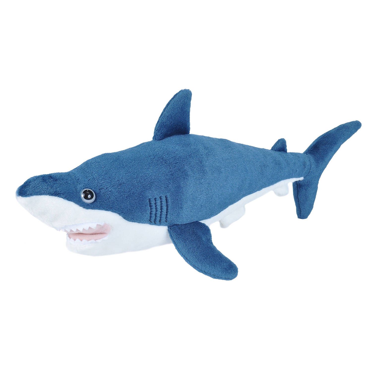 Wild Republic Knuffel Haai Junior - 38 cm - Pluche - Blauw/Wit