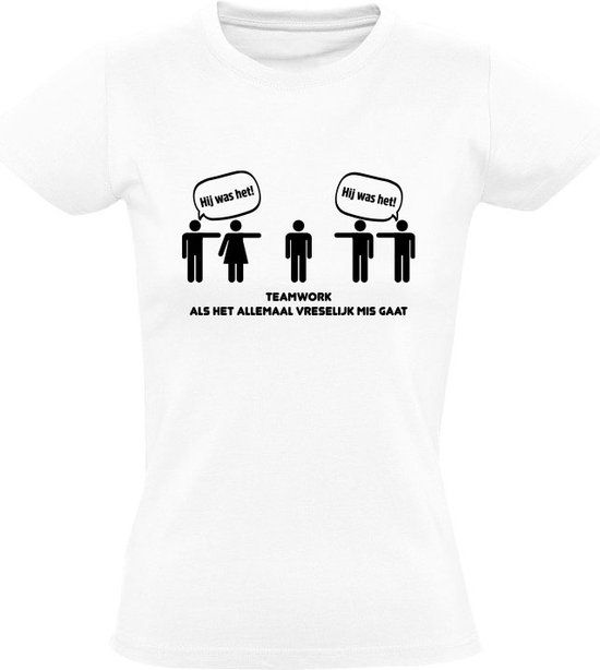 Teamwork als het allemaal mis gaat Dames T-shirt Wit 5XL