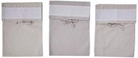 FILET - Set met drie zakken met hoofdband van Aida stof, geborduurd, van kleurrijke katoenen piqué, eenkleurig, bedrukt met klaverblad en stippen, 100% Made in Italy, kleur: beige