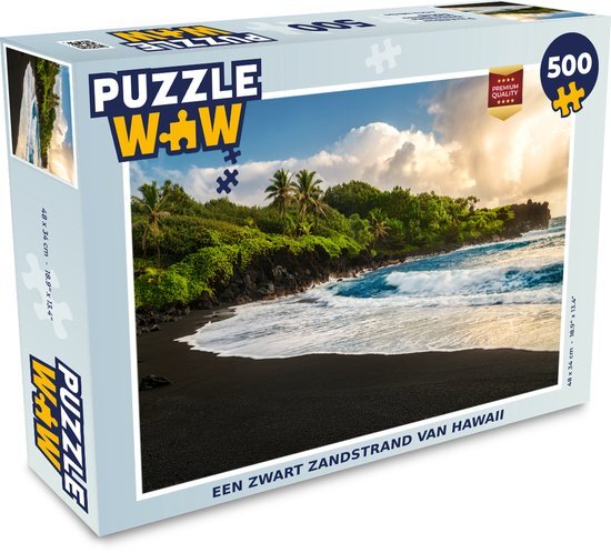 MuchoWow Puzzel Een zwart zandstrand van Hawaii - Legpuzzel - Puzzel 500 stukjes