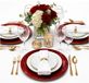 Othmar Decorations Assiettes de dîner - 8x - rouge brillant - 33 cm - Plastique - Rond - Sous-assiettes