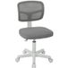 Chaise de bureau ergonomique sans bras pivotante, dossier incurvé en filet avec roulettes, gris