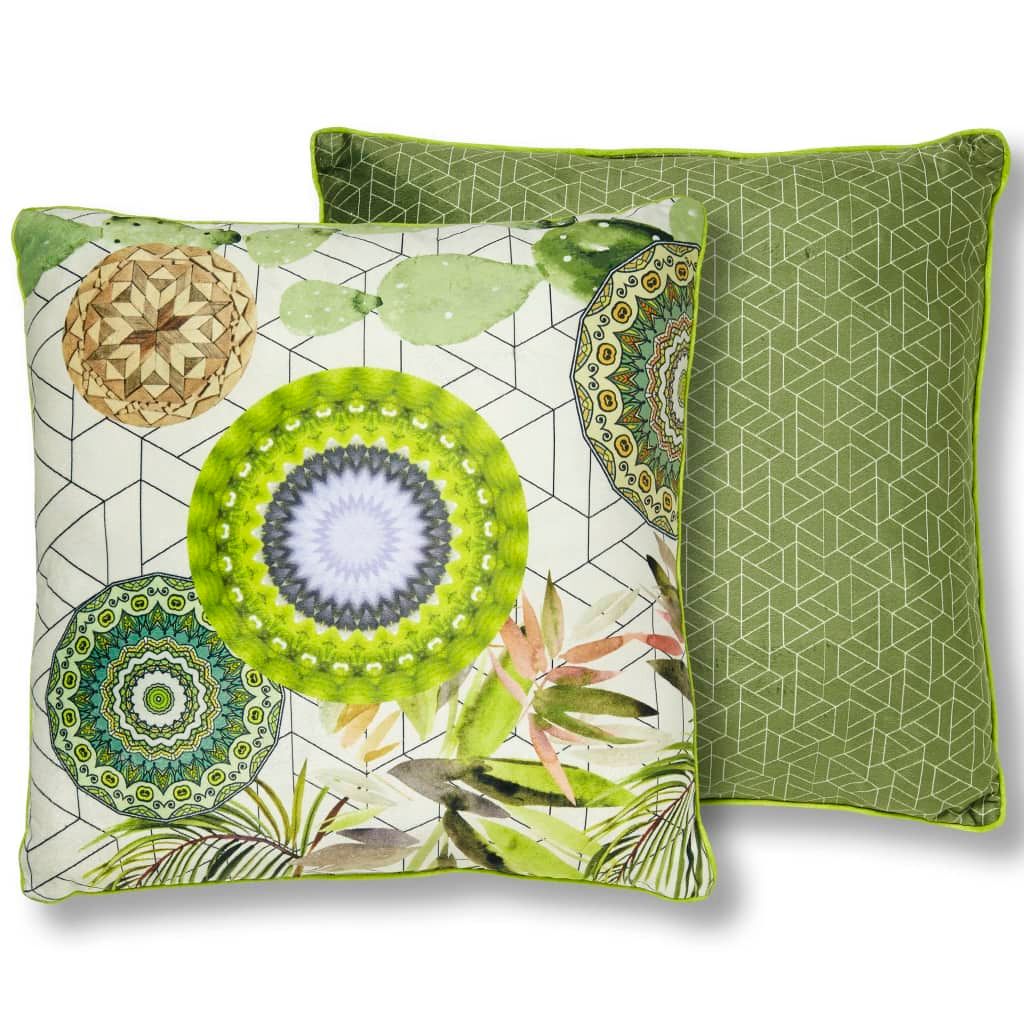 Hip sierkussen 48x48 cm Groen/wit