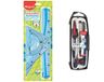 MAPED 4-delige tekenset met liniaal 30 cm, gradenboog 180°/12 cm, hoek 60°/21 cm, hoek 45°/21 cm + passer 5-delig stopsysteem - kleur: blauw of groen