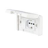 Poly Pool PP6098X voorgemonteerde plaat IP55 voor buiten, met vrucht, pluristandaard, stopcontact en vrucht, bipolaire schakelaar, met houder en montageschroeven, wit