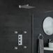 Hudson Reed Kubix Mitigeur de douche thermostatique moderne à 2 fonctions avec pommeau mural pluie carré de 30 cm et quatre buses hydromassantes - chromé