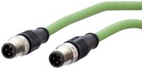 Metz Connect 142M1D11100 M12 Netwerkkabel, patchkabel CAT 5e SF/FTP 10.00 m Groen PUR-mantel, Zuurbestendig, Ozonbestendig, UV-bestendig, Geschikt voor