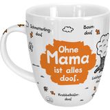 Sheepworld mok met Duitse spreuk "Ohne Mama ist alles doof" | porselein, 45 cl