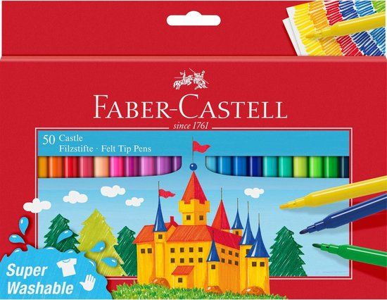 Faber-Castell Viltstiften - 50 stuks - Uitwasbaar - Multicolor