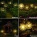 Joysing Tuindecoratie, tuinverlichting op zonne-energie, voor buiten, 2 stuks, 120 leds, vuurwerk, 8 modi, paardenbloem, tuinsteker, waterdicht, warm wit