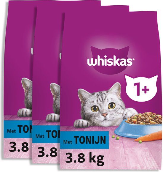 Whiskas Adult Kattenvoer - Tonijn & Groenten - 3 x 3.8kg