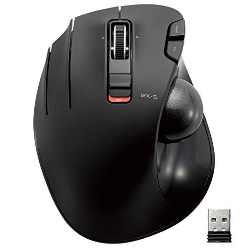 Elecom M-XT4DRBK Draadloze trackball muis voor linkshandig, EX-G-serie L grootte 2,4 GHz 6 knoppen zwart
