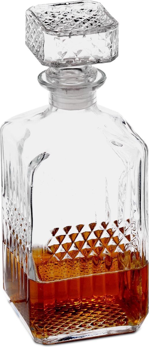 Relaxdays whiskey karaf glas - glazen karaf - cognac decanteer - decanteerkaraf - 900 ml