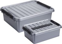 Sunware Q-Line Boîtes de rangement - 2 pièces - 12 & 25 litres - Plastique - Gris