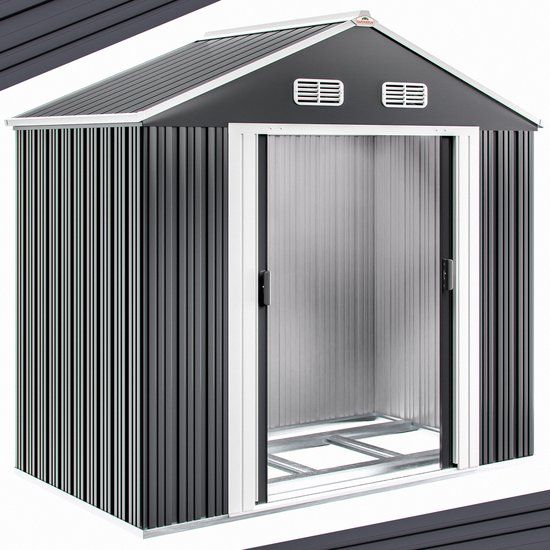Gardebruk Metalen Tuinhuis - 1,8m² met Fundering & Deuren – Antraciet