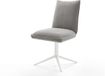 Chaise de salle à manger Lelio-Flex pied croisé blanc tissu doux avec structure gris pivotant à 360° fonction basculante noyau à ressorts ensachés