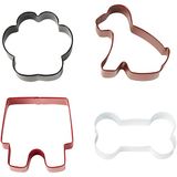 Wilton 2308-0910 uitsteekvormen, diermotieven, gekleurd, 4-delige set, zilver