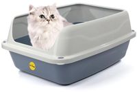 Merkloos Kattenbak: Kattenbak - Met capuchon - Donkergrijs - Extra diep