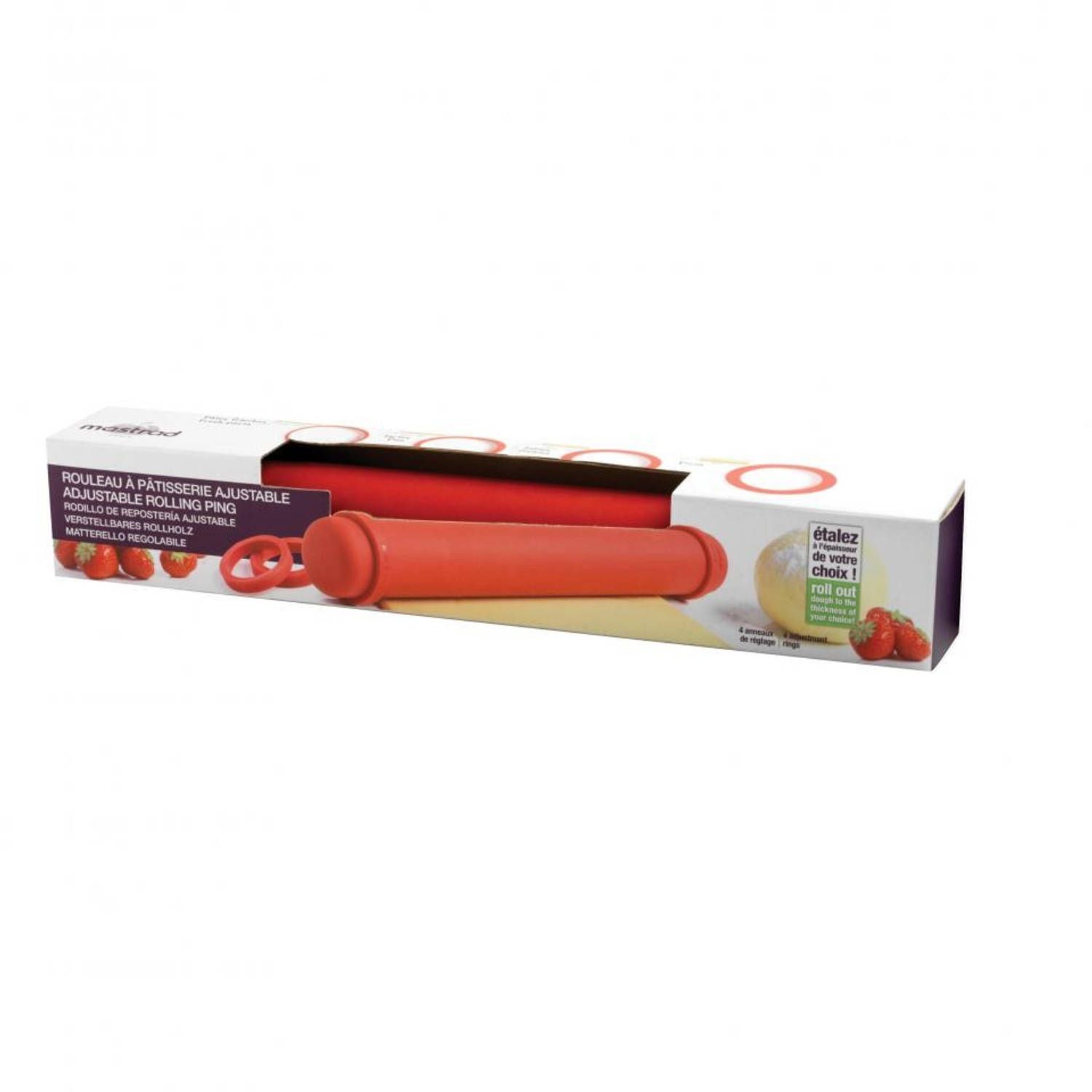 Mastrad Deegroller - Verstelbaar - 41 cm - Rood