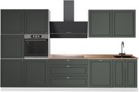 Vicco Complete keukeneenheid Fame-Line, Groen-Goud Landhuis/Wit, 340 cm, WB Eik
